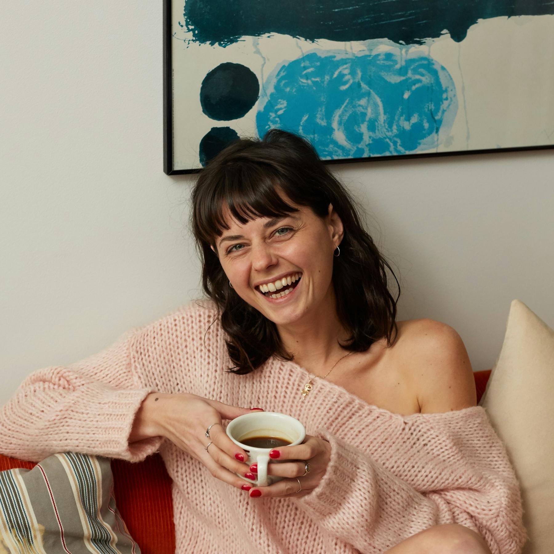 Drinking coffee at home